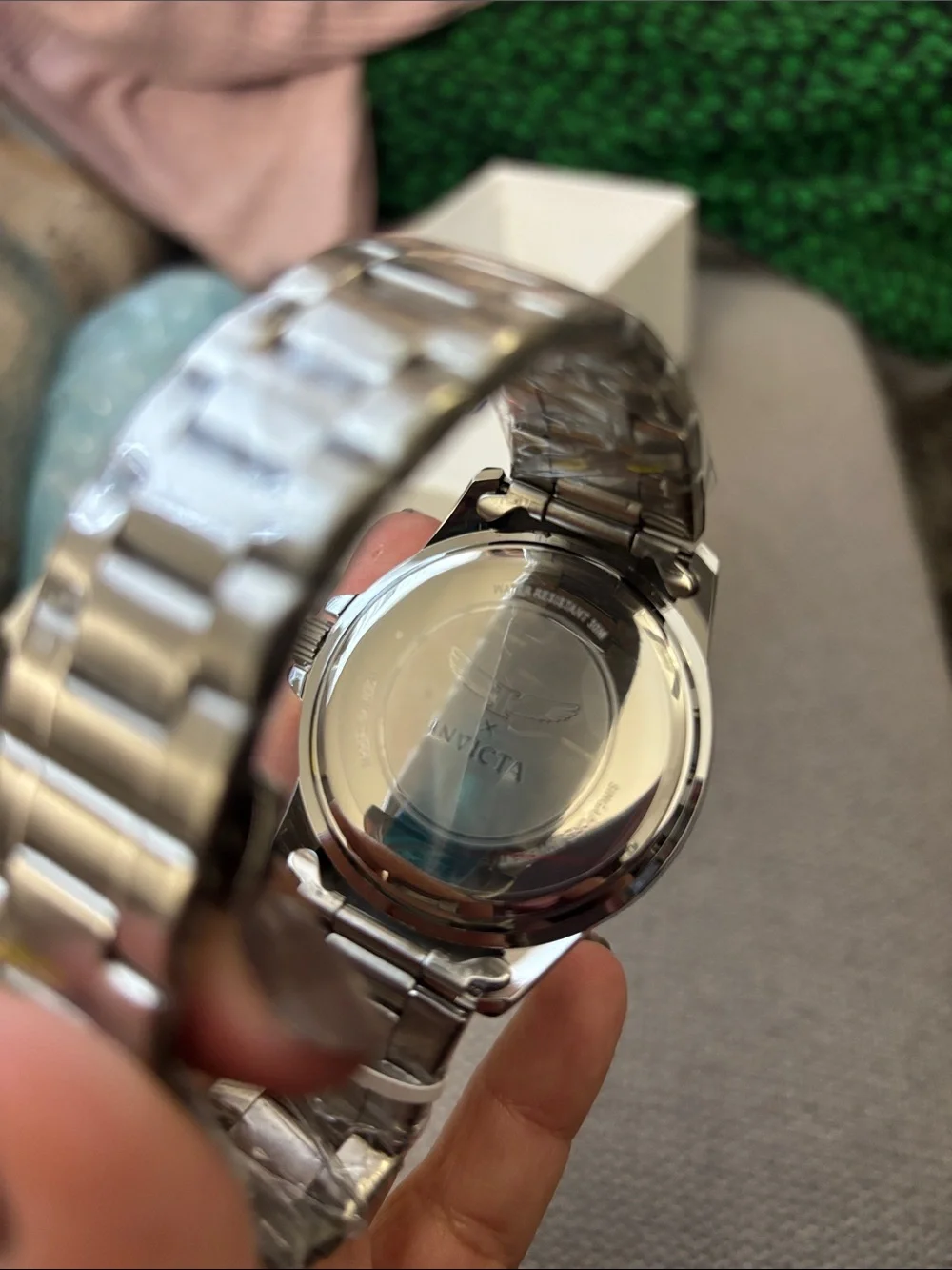 Invicta Silver Stainless Steel Watch with Blue Dial